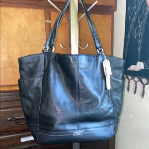 COACH Black Leather Tote Bag